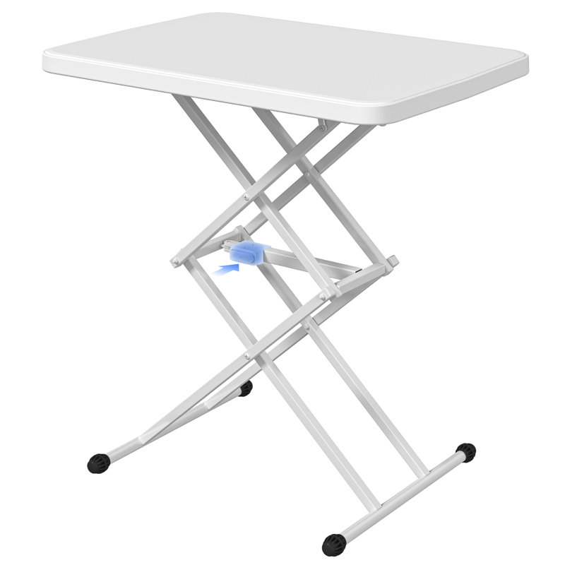 Plateau télé pliable réglable, table d'appoint portable pour canapé, ordinateur portable, petits espaces, White
