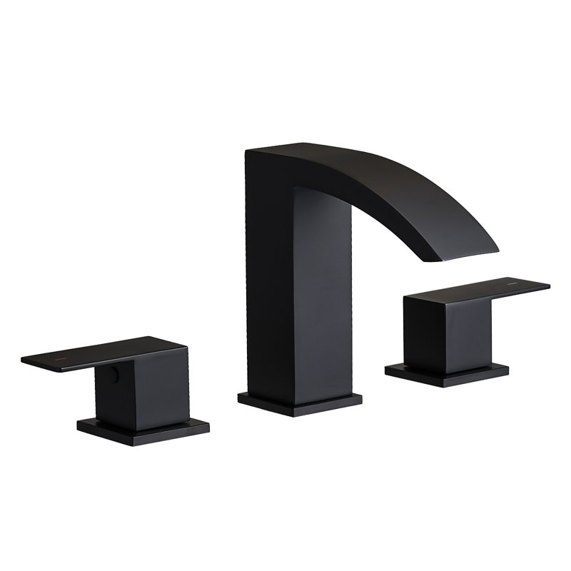 Modern Three-Hole Dual Handle Widespread 8" Bathroom Faucet, Brushed Nickel