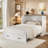 Murphy Bed Cabinet with Charging Station, Multi-Functional Foldable Platform Bed with 1 Large Storage Drawer for Guest Room, Small Bedroom-947096481-947096482