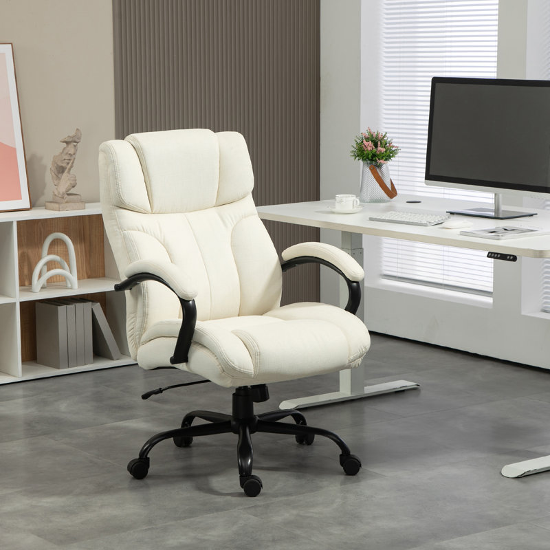 Grande et haute chaise de bureau Vinsetto, Blanc, crème