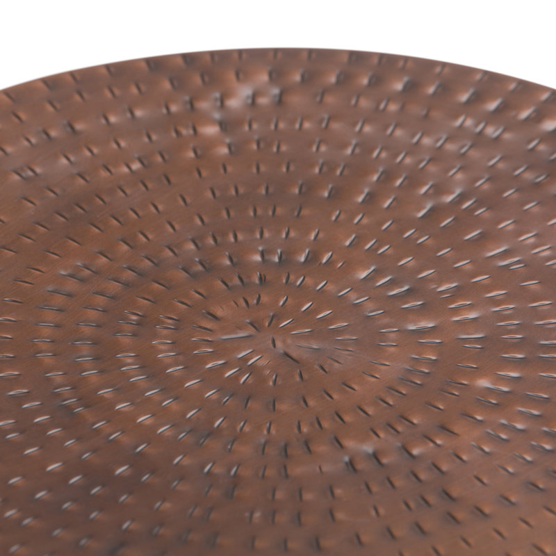 Antique Copper Round Iron Drum Storage Accent Table