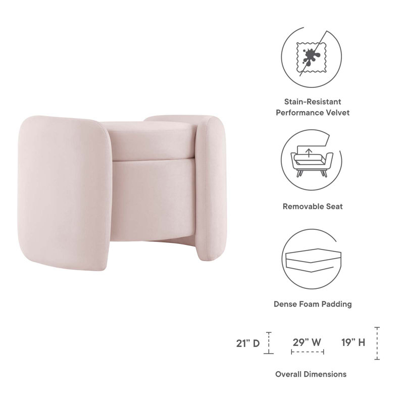 Modway Nebula Upholstered Performance Velvet Ottoman, Pink Velvet