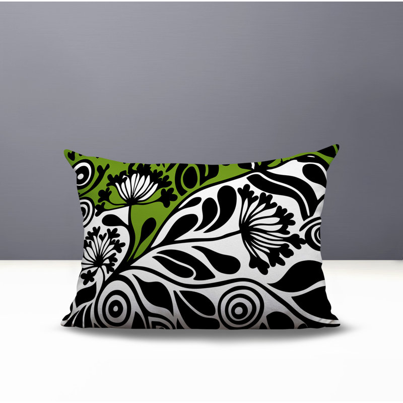 Oreiller rectangulaire réversible intérieur / extérieur Gina, Chartreuse, Rectangle H 18 po x l 25 po