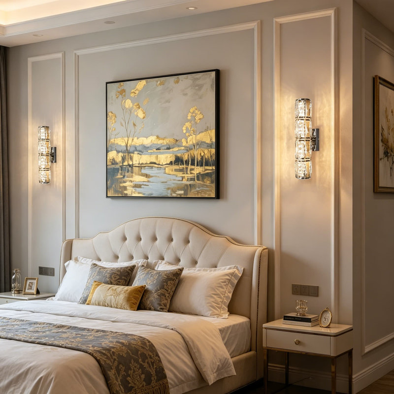Applique murale moderne à DEL à intensité variable avec télécommande, éclairage décoratif en cristal taillé à la main K9 pour meuble-lavabo, chambre à coucher, couloir et escalier, luminaire câblé avec température de couleur réglable