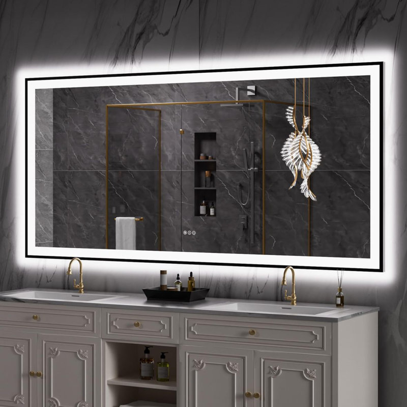 Miroir mural anti-buée, 40 po x 84 po, Blanc2