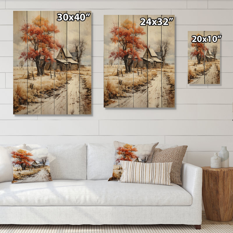 Farmhouse Seasons II sur impression sur bois, H 40 po x l 30 po x P 0,78 po