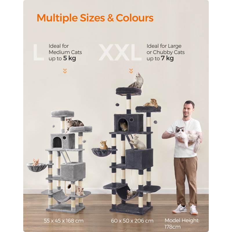 165cm H Cat Tree, Dark Grey