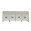 Banc de rangement beige et blanc - 4 tiroirs, siège rembourré confortable, structure en bois de style attrayant contemporain, tendance moderne