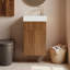 Meuble-lavabo flottant moderne de 16,5 po avec lavabo et rangement en céramique intégrés - parfait pour les petites salles de bain