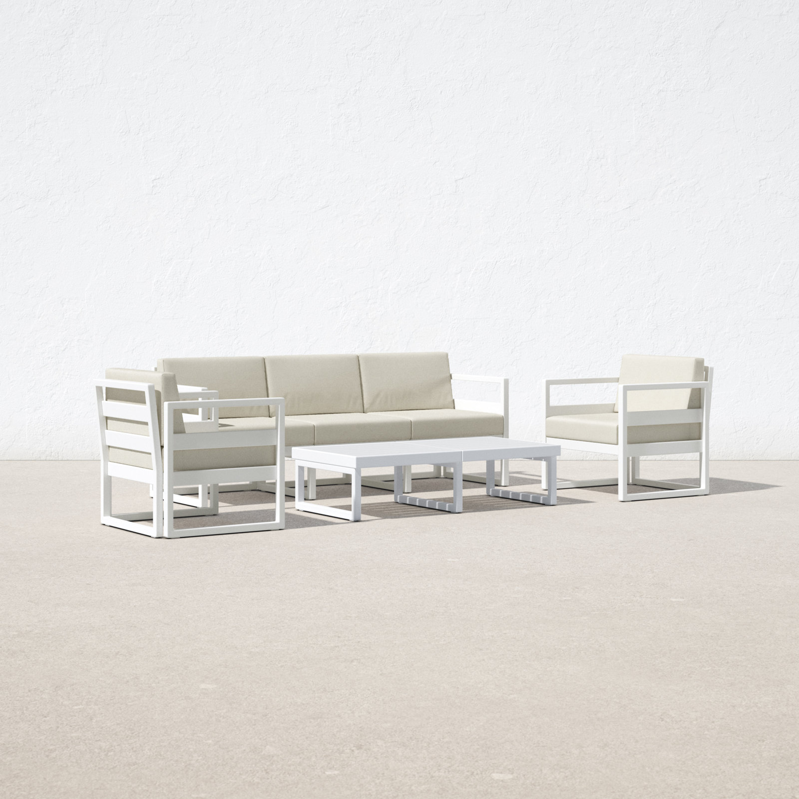 Lane 5 - Person Patio Conversation Set with Cushions, Canvas Granite Sunbrella® Canvas, White