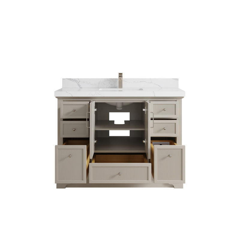 Alys 48'' Single Bathroom Vanity with Quartz Top, Calacatta Laza