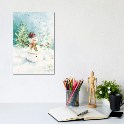 Snowman In The Pines by Lanie Loreth - Wrapped Canvas Painting