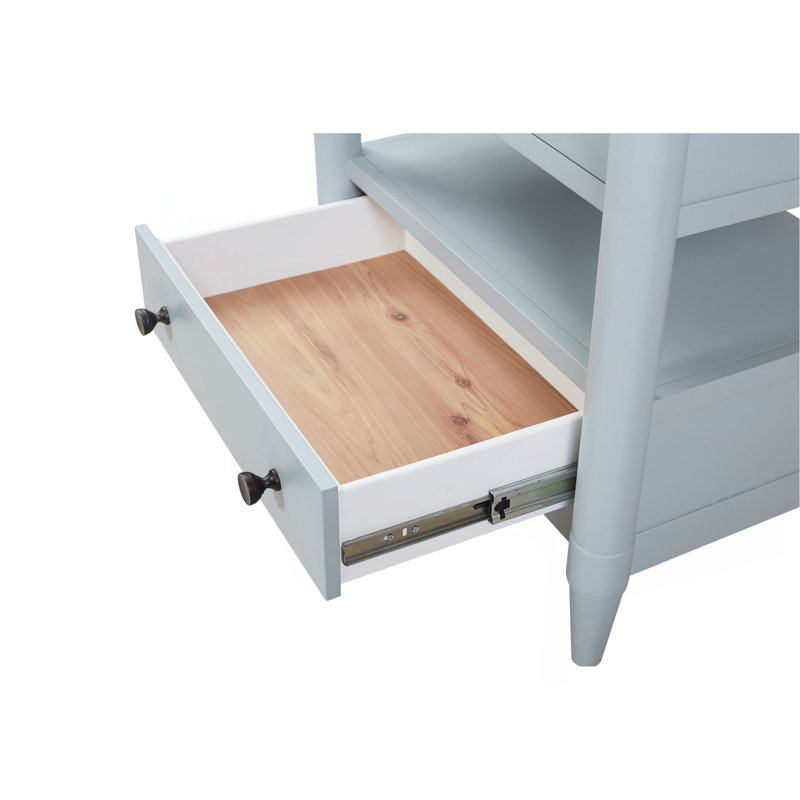 Table de chevet ouverte avec 2 tiroirs, Bleu pâle