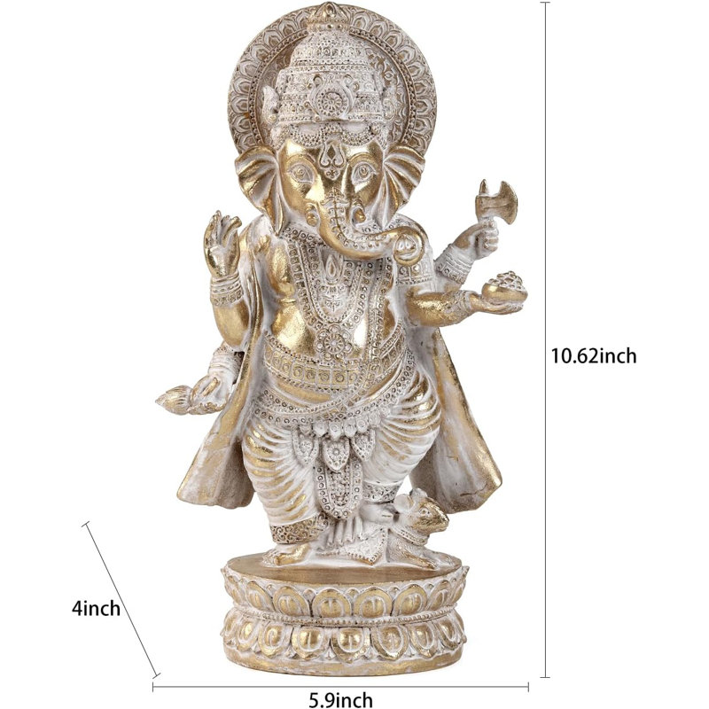 Statue dorée dorée faite à la main Ganesha
