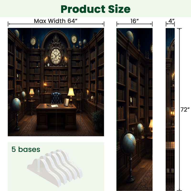 Paravent 4 panneaux pliable Royal Bookworm, Couleur 6