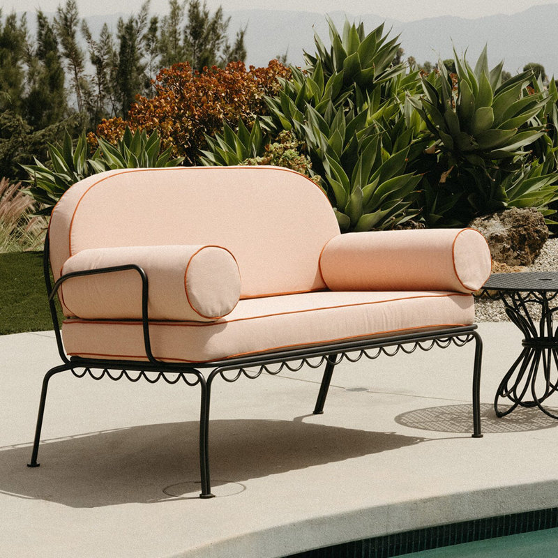 Love Seat Slip Cover Set, Green/Pink Striped Acrylic