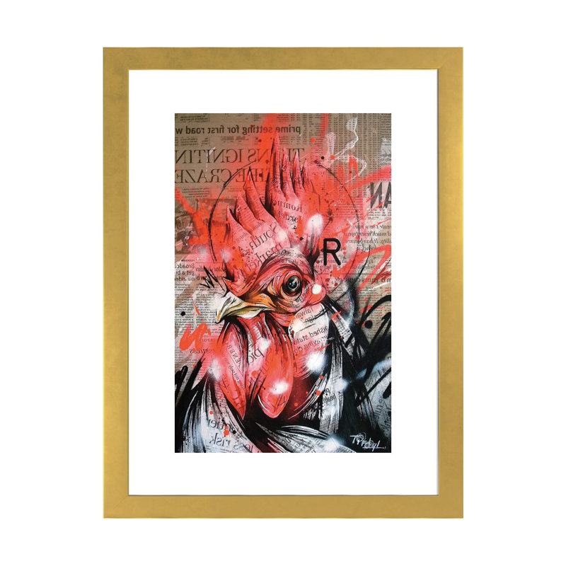 «Wake» par Taka Sudo - impression d'art graphique, H 24 po x l 16 po x P 1 po, Blanc, Papier doré