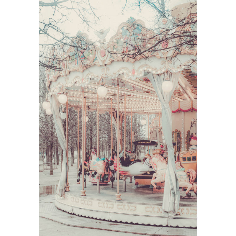 "Paris Carousel III", art mural texturé encadré, Naturel, H 40 po x l 30 po