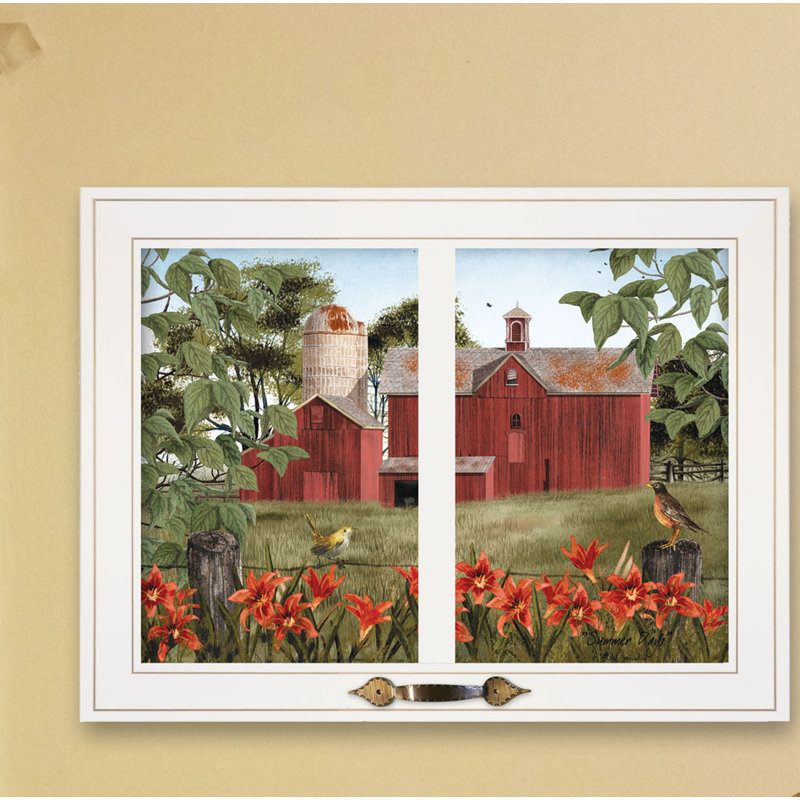 «Summer Days», art mural encadré pour le salon et la maison par Billy Jacobs, Cadre blanc