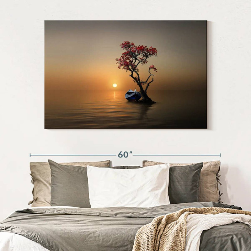 Mehar Tree Moored Boat, 34" H x 51" W
