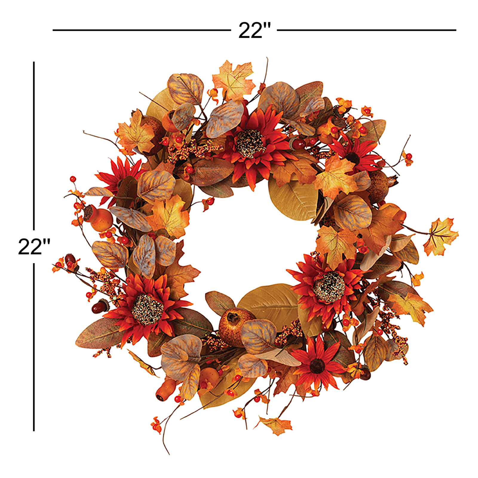 Primrue 22" Sunflower Thanksgiving Wreath