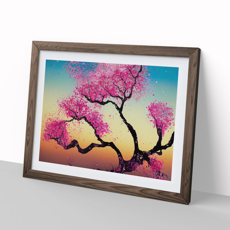 Wholesome Cherry Blossom Tree - Framed Print, 46cm H x 64cm W x 2cm D, Walnut Framed
