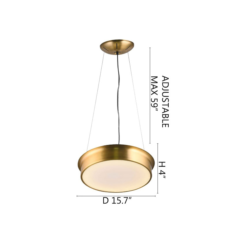 Un plafonnier rond doré à DEL avec un diffuseur inférieur blanc