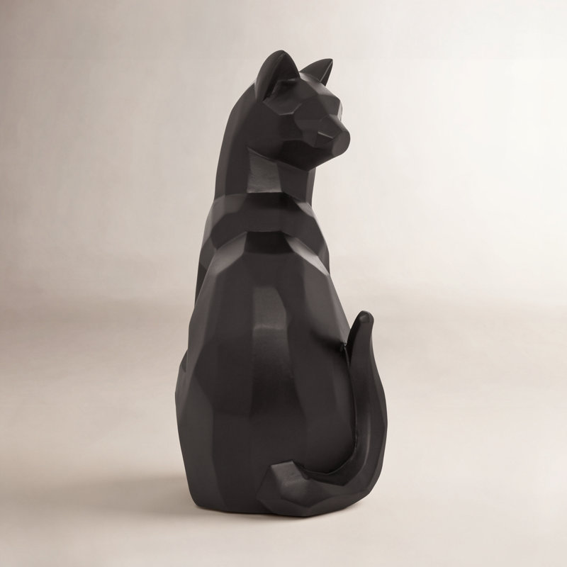 Figurine en forme de chat noir à facettes (9,5 pouces) Bostobrick, Noir