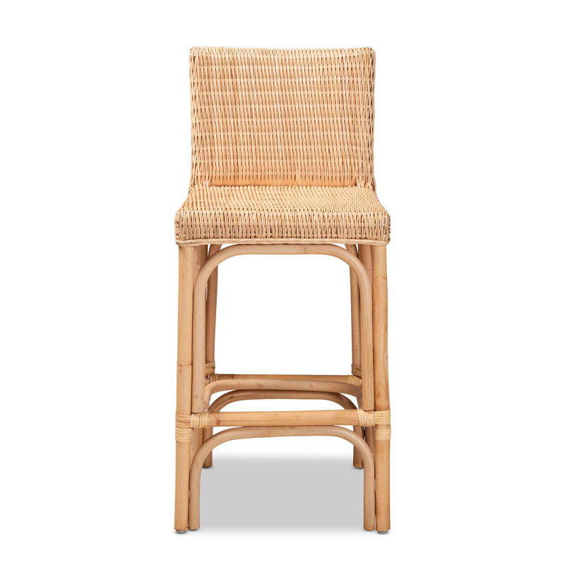 Tabouret de bar moderne en rotin fait à la main avec repose-pieds
