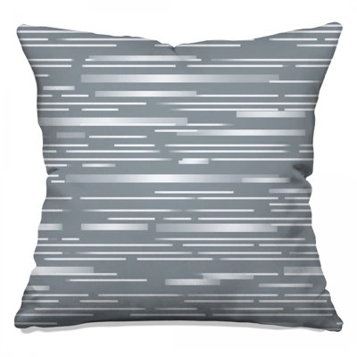 Coussin décoratif gris à rayures, motif à double face