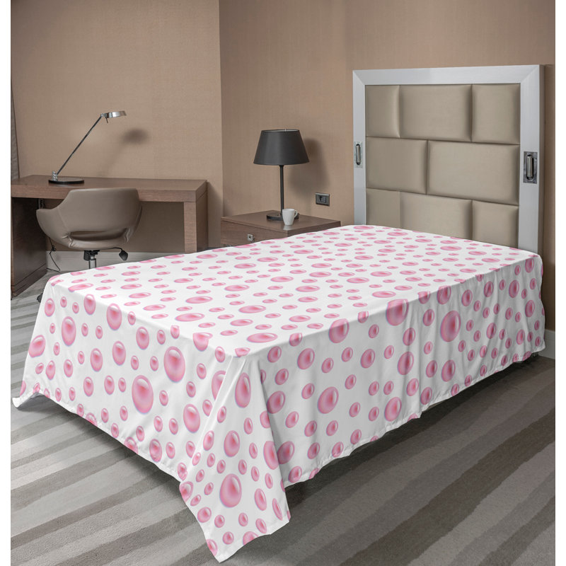 Ambesonne Top Flat Sheet Curving Art, Twin XL Flat Sheet, White Pink Pearls