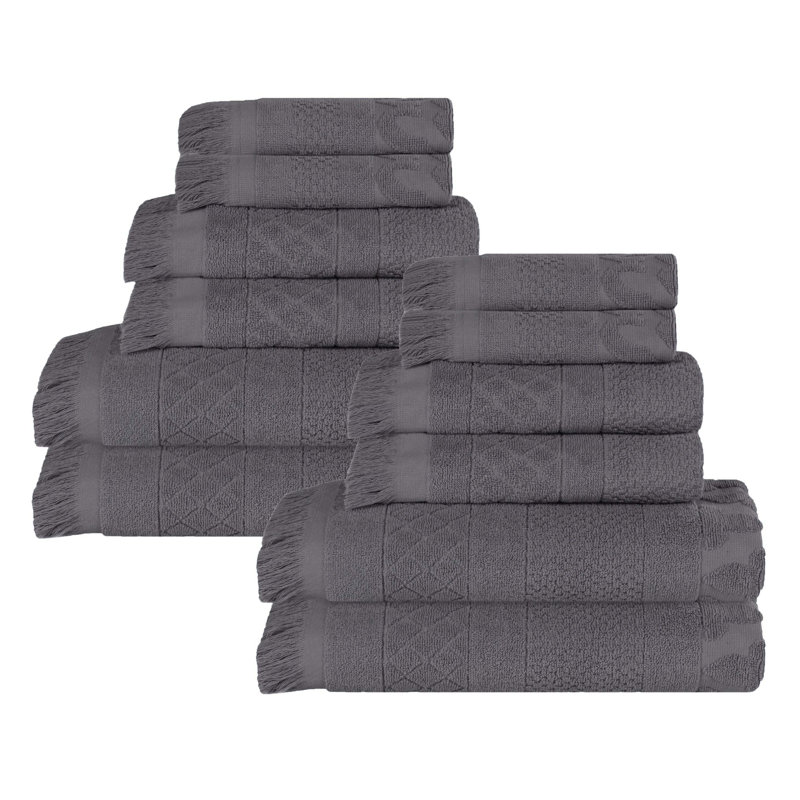 Ensemble de serviettes en coton 12 pièces Blue Nile Mills, Gris, Ensemble de 12 serviettes