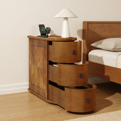 Table de bout 23,6 po avec station de charge, 2 prises CA et 2 ports USB, 2 tiroirs, aucun assemblage requis