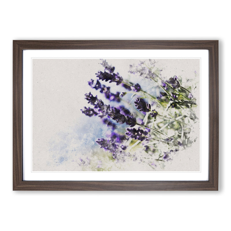 Lavender Vol.2 - Picture Frame Graphic Art, 48cm H x 65cm W x 2cm D, Walnut Framed