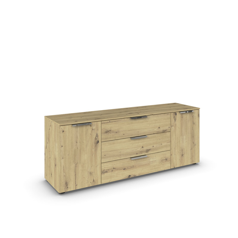 Flipp 3 - Drawer Chest of Drawers, Artisan Oak/Chrome