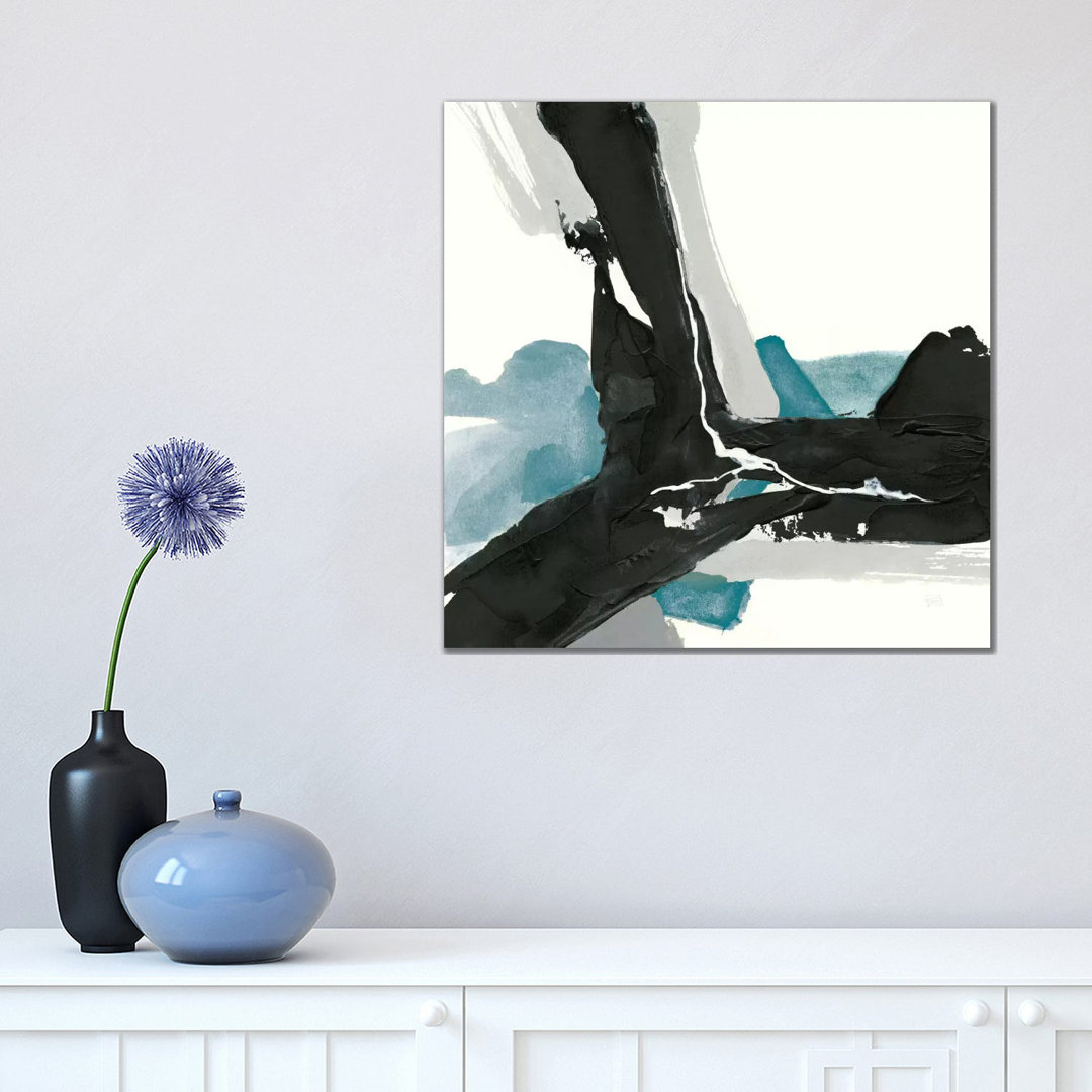 Black and Teal III by Chris Paschke - Wrapped Canvas Painting