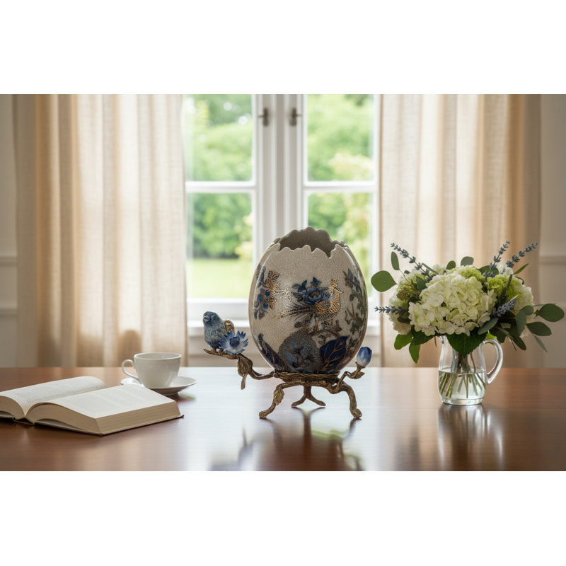 Golden Pheasant Egg Cachepot with Ormolu