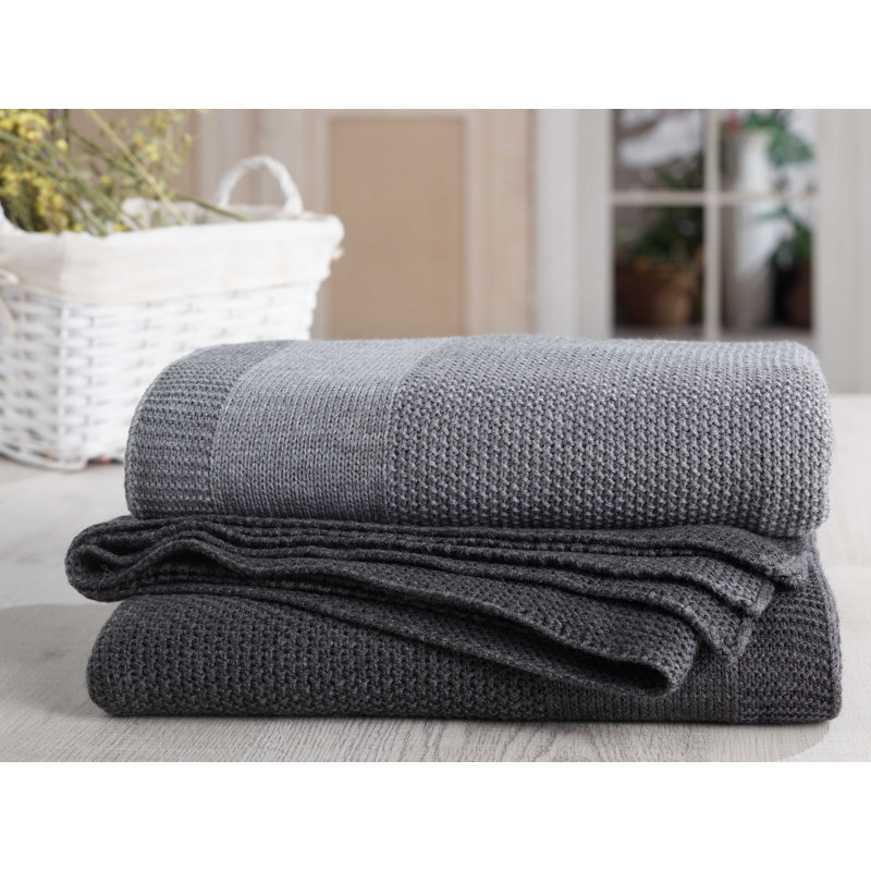 Zainab Knitted Throw Blanket, Gray