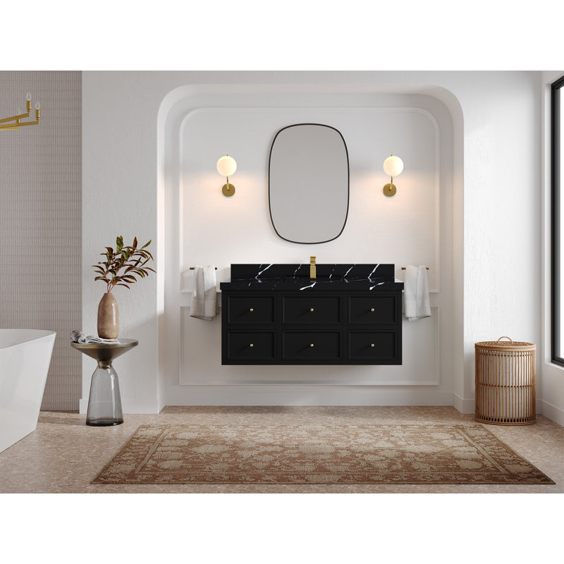 Meuble-lavabo simple 48 po Roswell, Noir Calacatta