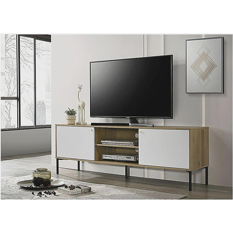 Bacco 70"W White and Oak 2-Door TV Stand