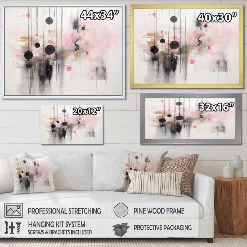 Lustre Sumi Zen V, reproduction sur toile encadrée, H 24 po x l 32 po x P 1 po, Encadrement doré