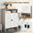 Multi-Functional Mdf Shoe Cabinet With 5-Layer Shelves And Open Storage, White And Natural