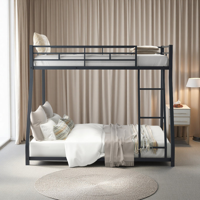 Metal Floor Bunk Bed, Twin Over Full, Twin Over Full