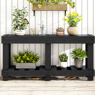62.9" U-style Vintage Living Room Console Table - Solid Construction, 6 Legs, 4.5" Thick Desktop, Rivet Embellishment, Space Shelf Entryway With 62.9-inch Surface Fir Wood, 4.5-inch Top, Metal Decor,