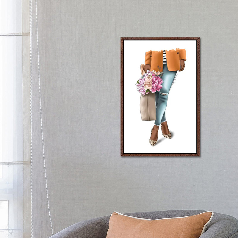Outfit Goals by Elza Fouche - Painting on Canvas, 66.04cm H x 45.72cm W x 3.81cm D, Classic Brown Wood Framed