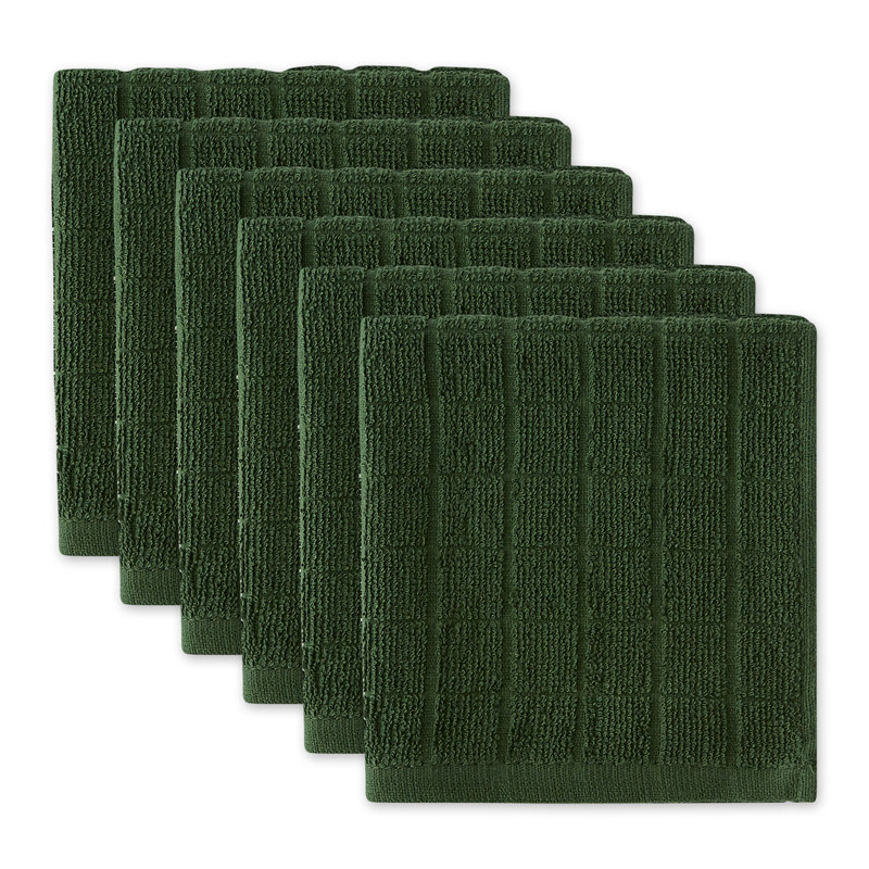 Waffle Dish Cloth Kitchen Towel, Hunter Green