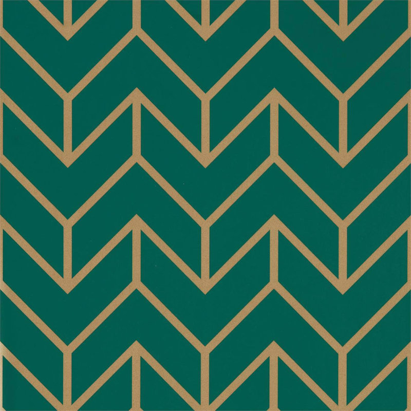 1005m x 52cm Wallpaper Roll, Teal/Gold