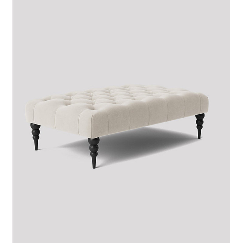 Alyana Rectangle Ottoman Bench with Wooden Legs- Naples Chesterfield Upholstered Footstool, Black Naple