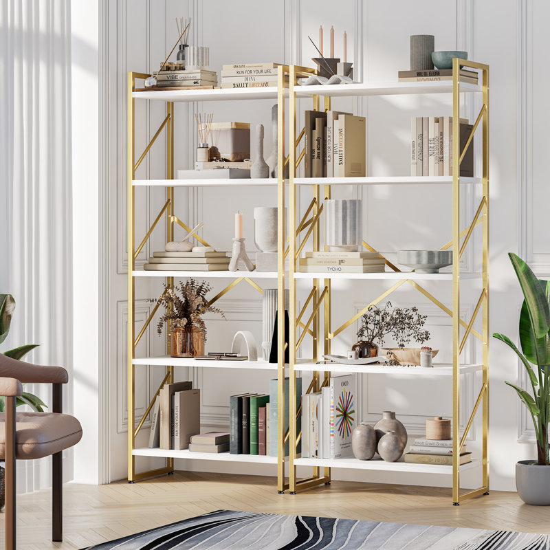 Milliner 62.2'' H X 23.6'' W Etagere Bookcase, Gold/White