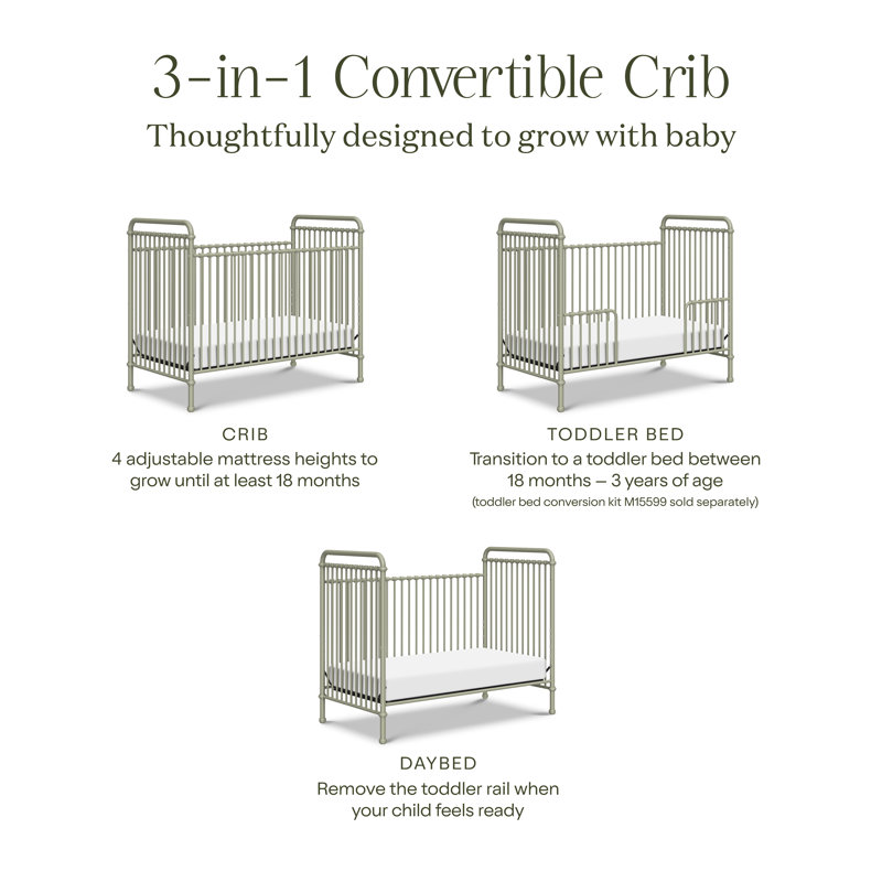 Abigail 3-in-1 Convertible Crib, Heirloom Sage